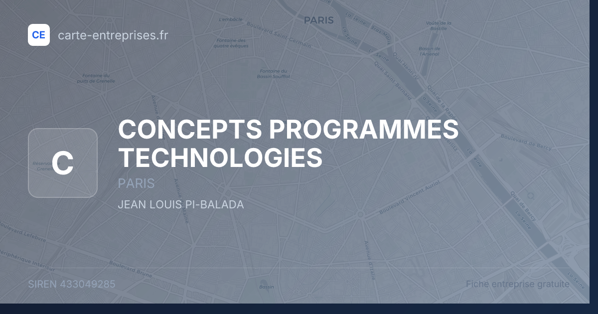 CONCEPTS PROGRAMMES TECHNOLOGIES — 433049285 — fiche entreprise