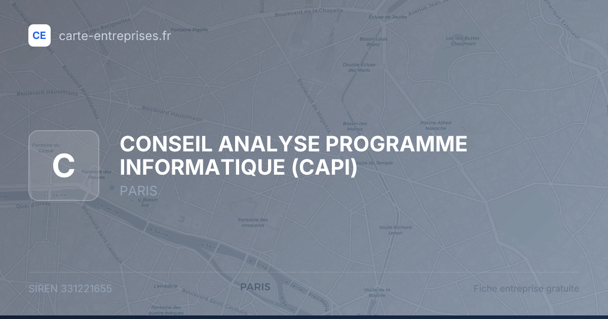 CONSEIL ANALYSE PROGRAMME INFORMATIQUE (CAPI) — 331221655 — fiche entreprise