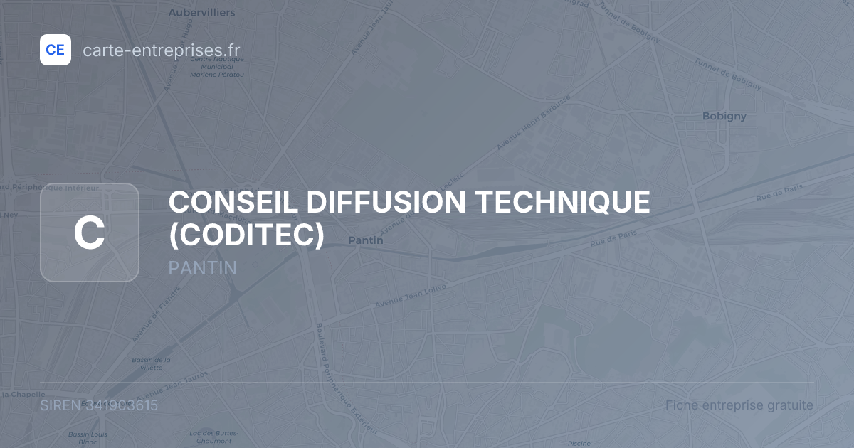 CONSEIL DIFFUSION TECHNIQUE (CODITEC) — 341903615 — fiche entreprise