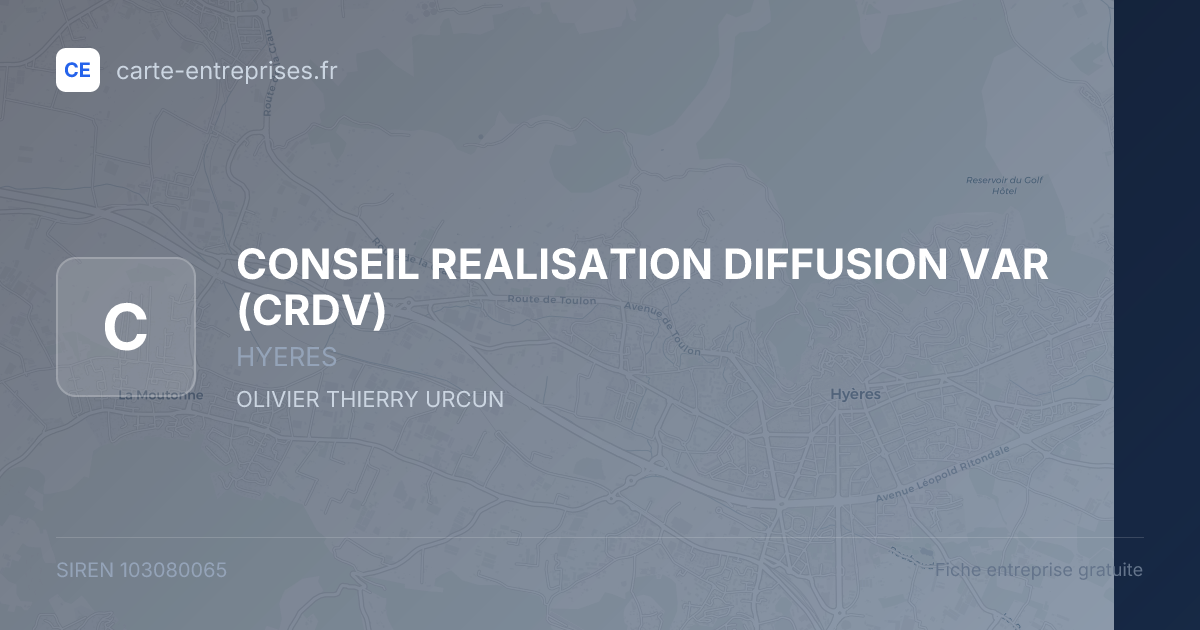 CONSEIL REALISATION DIFFUSION VAR (CRDV) — 103080065 — fiche entreprise