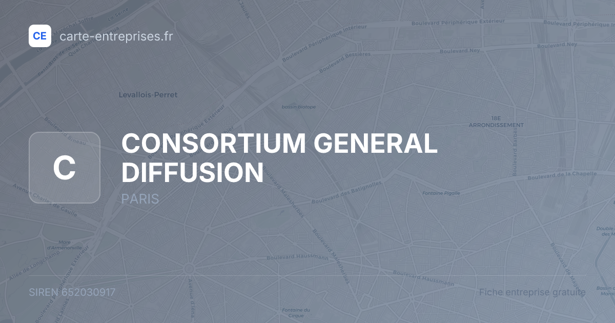 CONSORTIUM GENERAL DIFFUSION — 652030917 — fiche entreprise