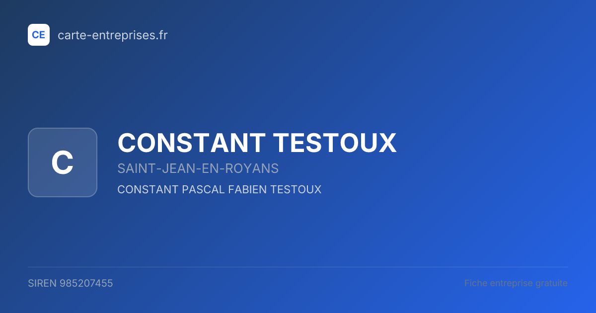 CONSTANT TESTOUX — 985207455 — fiche entreprise