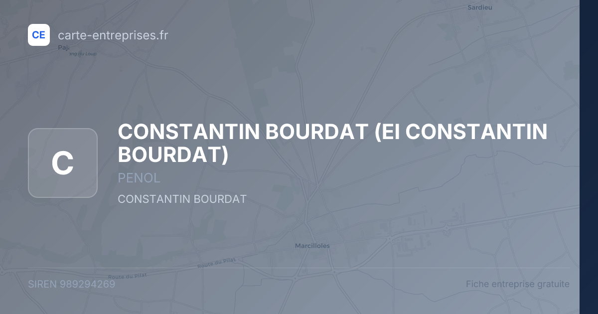 CONSTANTIN BOURDAT (EI CONSTANTIN BOURDAT) — 989294269 — fiche entreprise