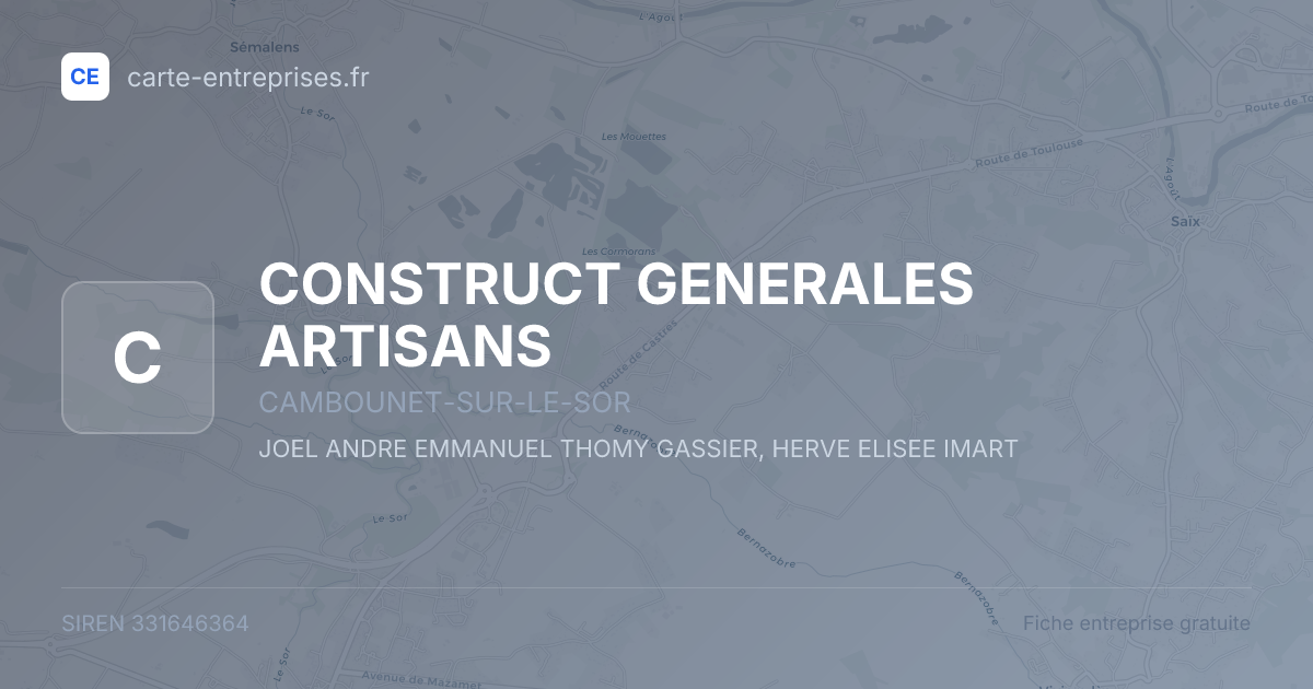 CONSTRUCT GENERALES ARTISANS — 331646364 — fiche entreprise