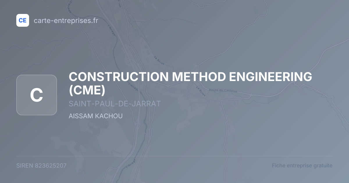CONSTRUCTION METHOD ENGINEERING (CME) — 823625207 — fiche entreprise