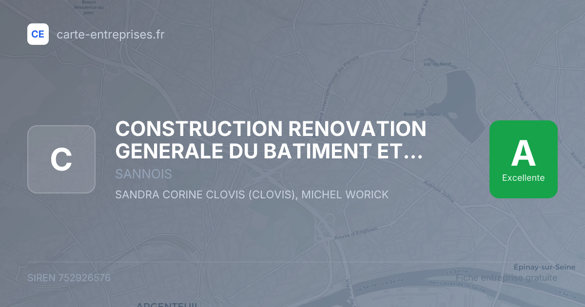 CONSTRUCTION RENOVATION GENERALE DU BATIMENT ET TRAVAUX PUBLICS (CRG BTP) — 752926576 — fiche entreprise