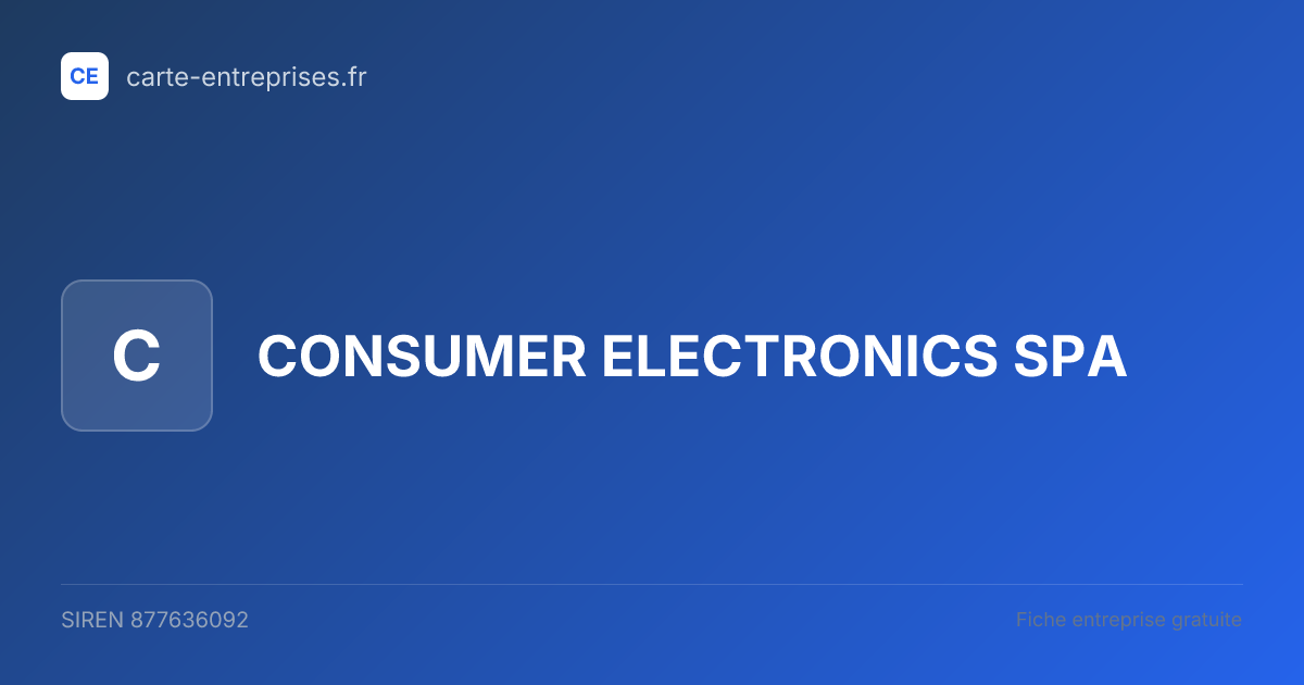 CONSUMER ELECTRONICS SPA — 877636092 — fiche entreprise