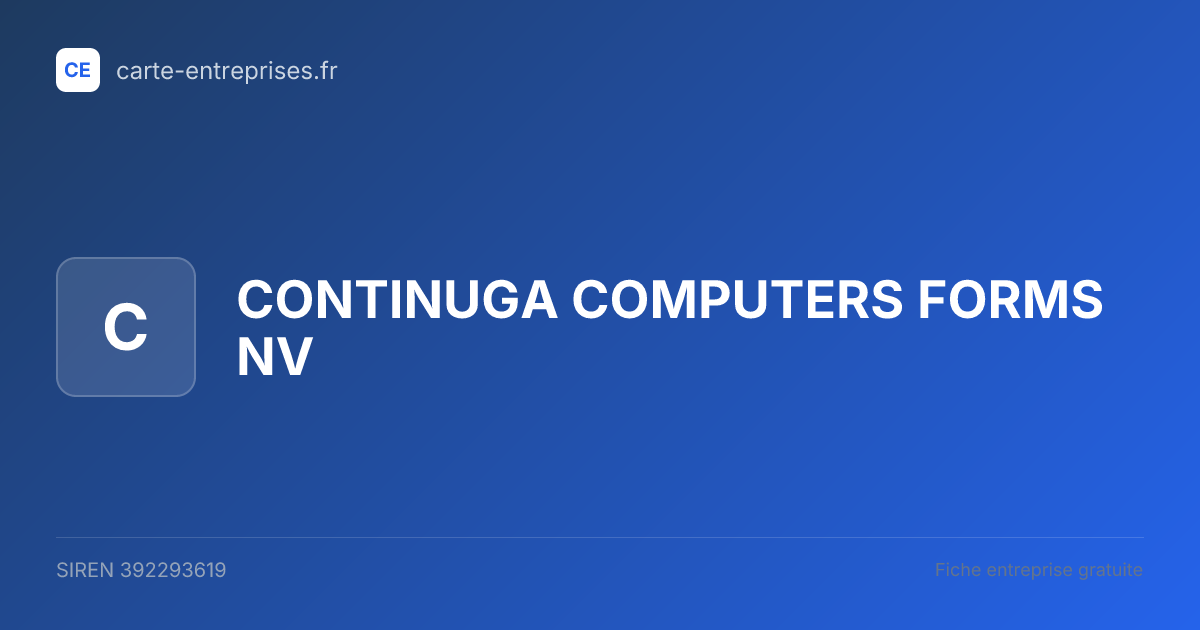 CONTINUGA COMPUTERS FORMS NV — 392293619 — fiche entreprise