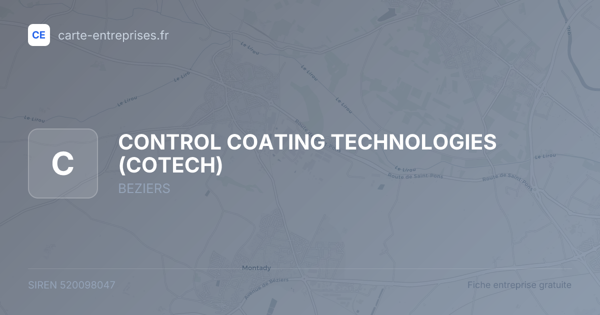 CONTROL COATING TECHNOLOGIES (COTECH) — 520098047 — fiche entreprise
