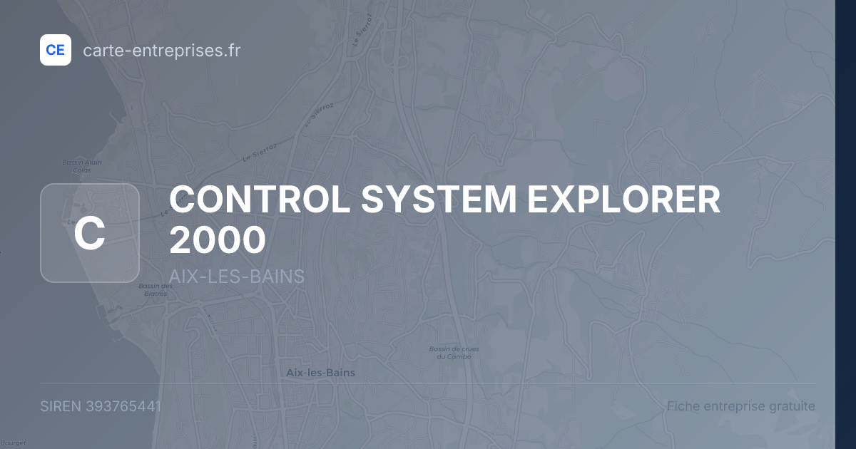 CONTROL SYSTEM EXPLORER 2000 — 393765441 — fiche entreprise