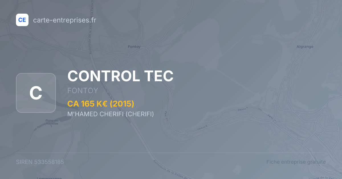 CONTROL TEC — 533558185 — fiche entreprise