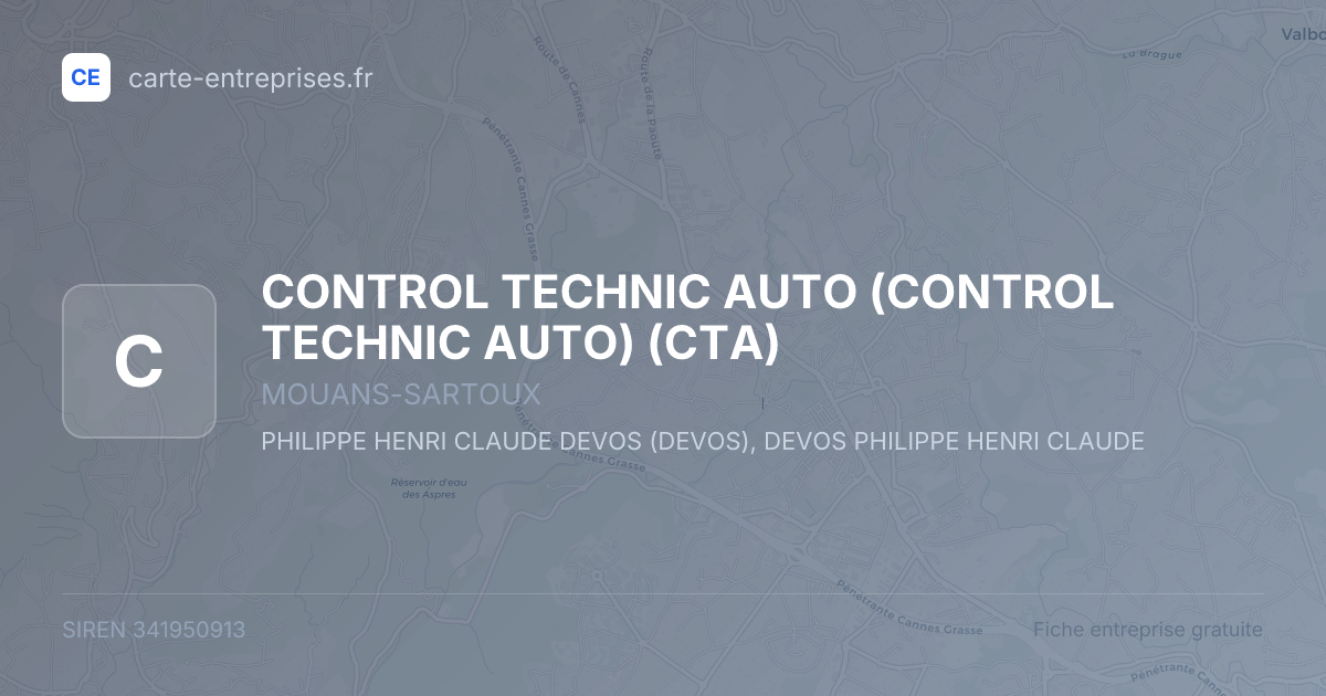 CONTROL TECHNIC AUTO (CONTROL TECHNIC AUTO) (CTA) — 341950913 — fiche entreprise