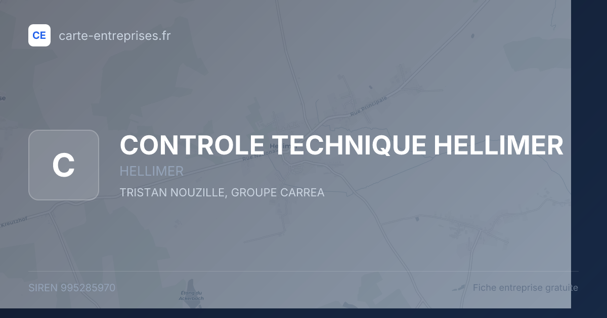 CONTROLE TECHNIQUE HELLIMER — 995285970 — fiche entreprise