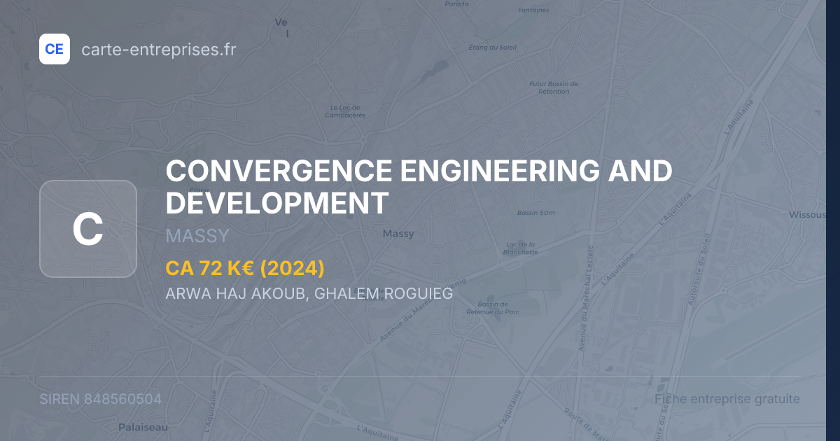 CONVERGENCE ENGINEERING AND DEVELOPMENT — 848560504 — fiche entreprise
