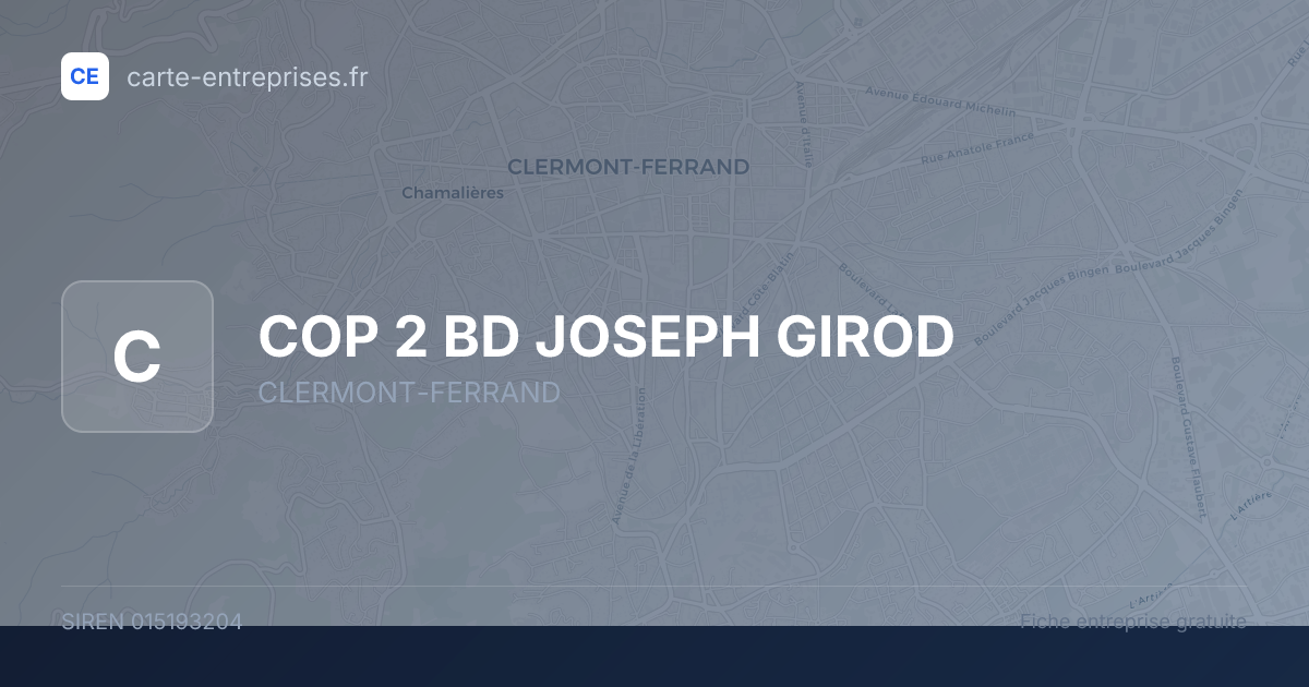 COP 2 BD JOSEPH GIROD — 015193204 — fiche entreprise