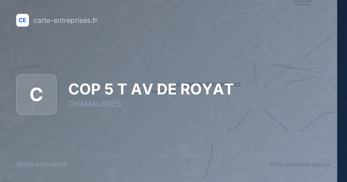 COP 5 T AV DE ROYAT — 049549330 — fiche entreprise
