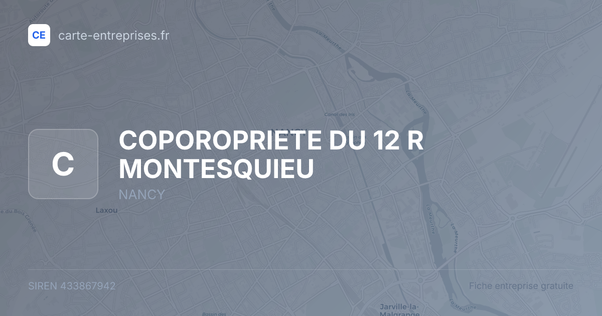 COPOROPRIETE DU 12 R MONTESQUIEU — 433867942 — fiche entreprise