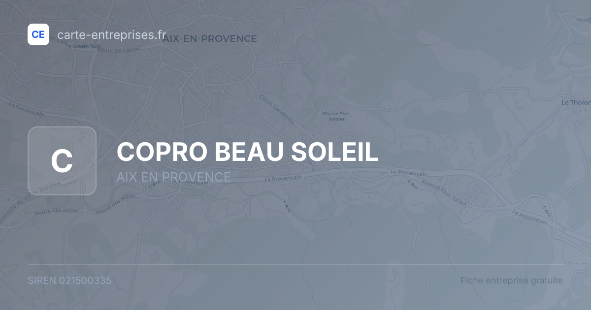 COPRO BEAU SOLEIL — 021500335 — fiche entreprise