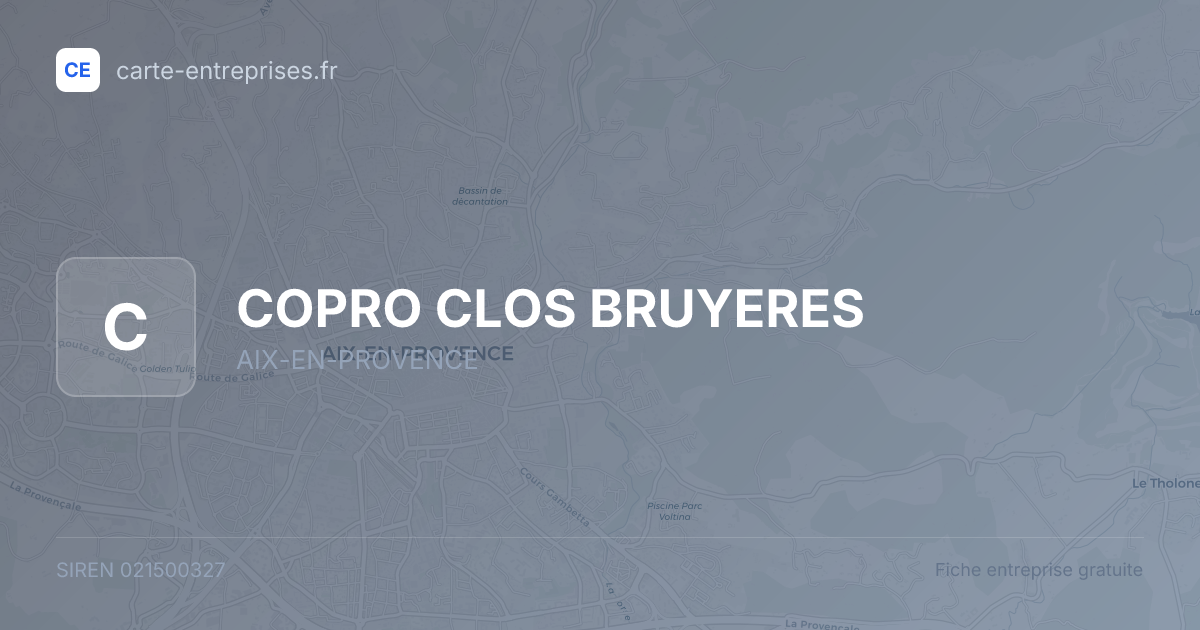 COPRO CLOS BRUYERES — 021500327 — fiche entreprise