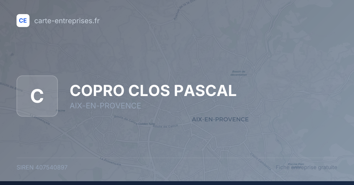 COPRO CLOS PASCAL — 407540897 — fiche entreprise