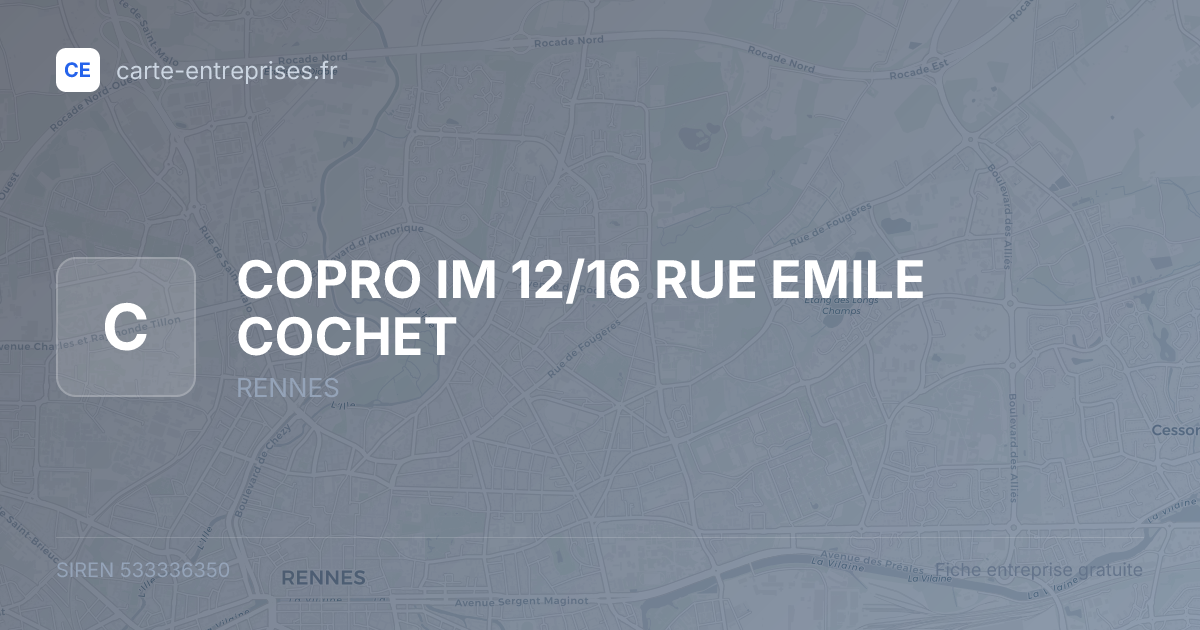 COPRO IM 12/16 RUE EMILE COCHET — 533336350 — fiche entreprise