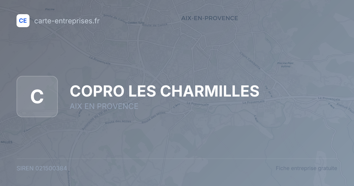 COPRO LES CHARMILLES — 021500384 — fiche entreprise
