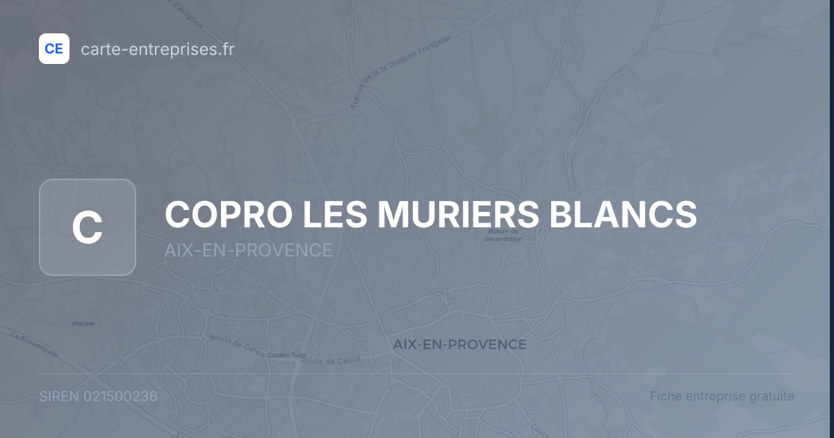 COPRO LES MURIERS BLANCS — 021500236 — fiche entreprise