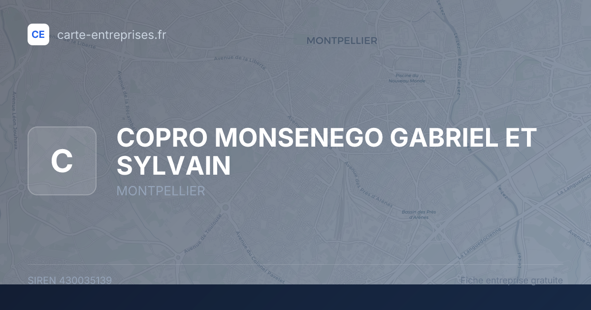 COPRO MONSENEGO GABRIEL ET SYLVAIN — 430035139 — fiche entreprise