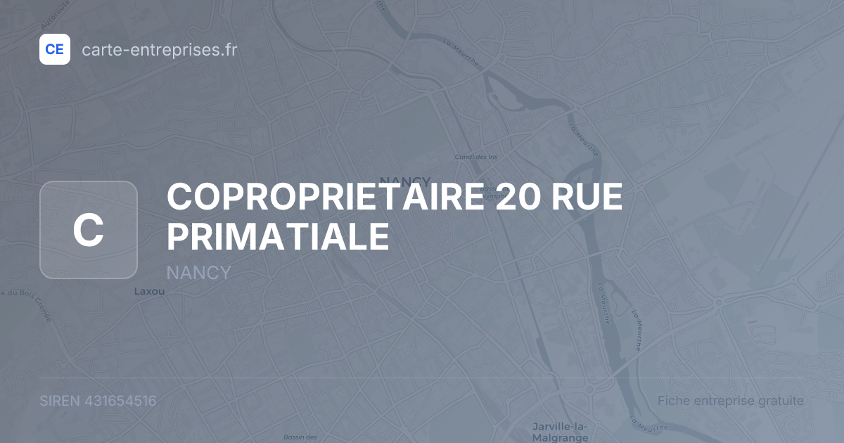 COPROPRIETAIRE 20 RUE PRIMATIALE — 431654516 — fiche entreprise