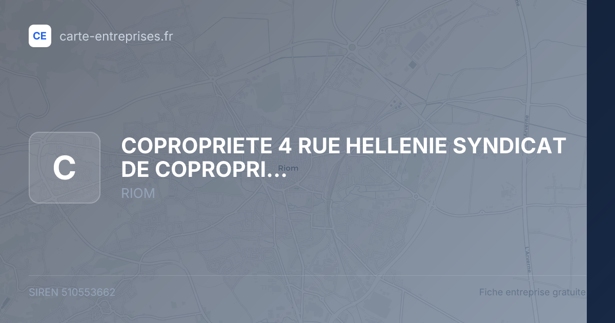 COPROPRIETE 4 RUE HELLENIE SYNDICAT DE COPROPRIETAIRES — 510553662 — fiche entreprise