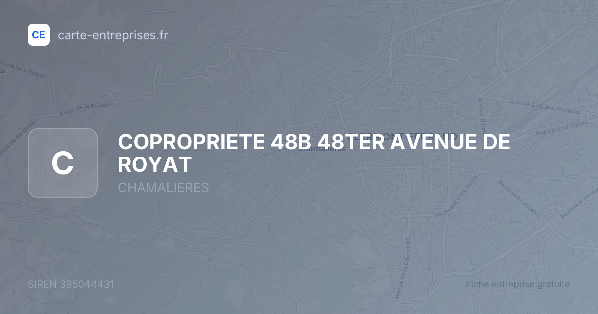 COPROPRIETE 48B 48TER AVENUE DE ROYAT — 395044431 — fiche entreprise