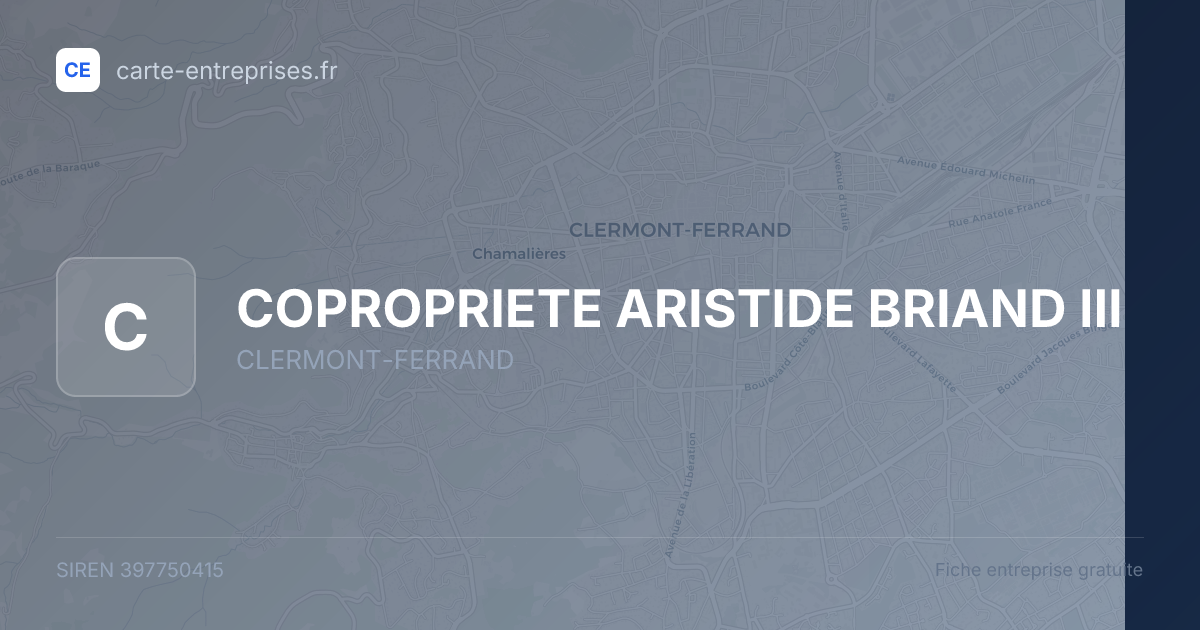 COPROPRIETE ARISTIDE BRIAND III — 397750415 — fiche entreprise