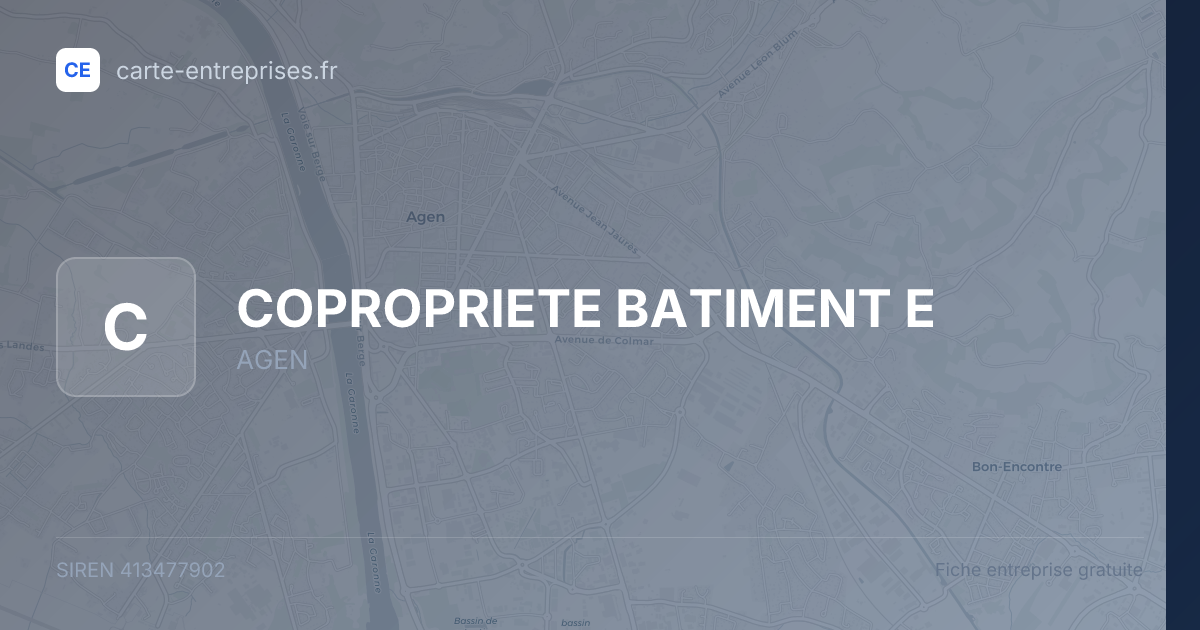 COPROPRIETE BATIMENT E — 413477902 — fiche entreprise