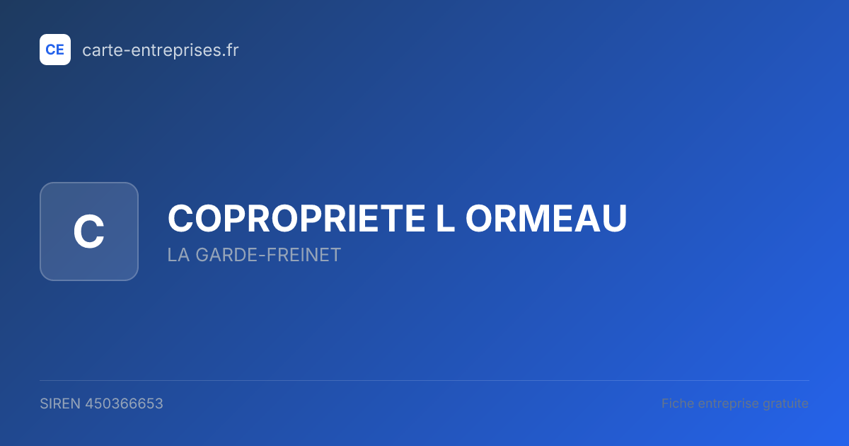 COPROPRIETE L ORMEAU — 450366653 — fiche entreprise