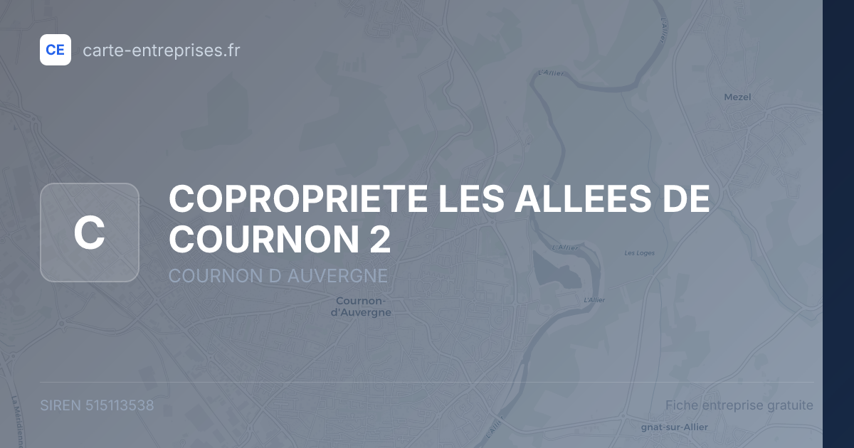 COPROPRIETE LES ALLEES DE COURNON 2 — 515113538 — fiche entreprise