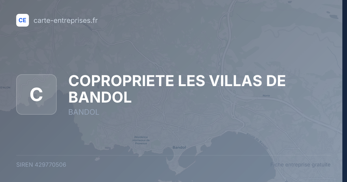 COPROPRIETE LES VILLAS DE BANDOL — 429770506 — fiche entreprise