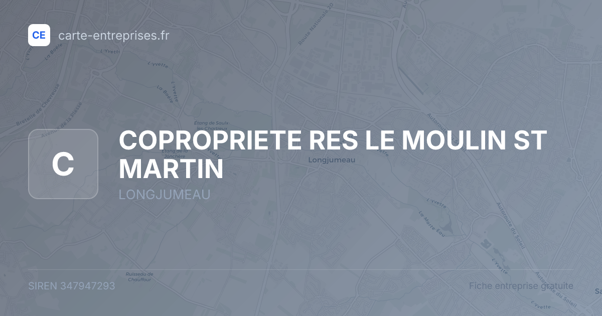 COPROPRIETE RES LE MOULIN ST MARTIN — 347947293 — fiche entreprise