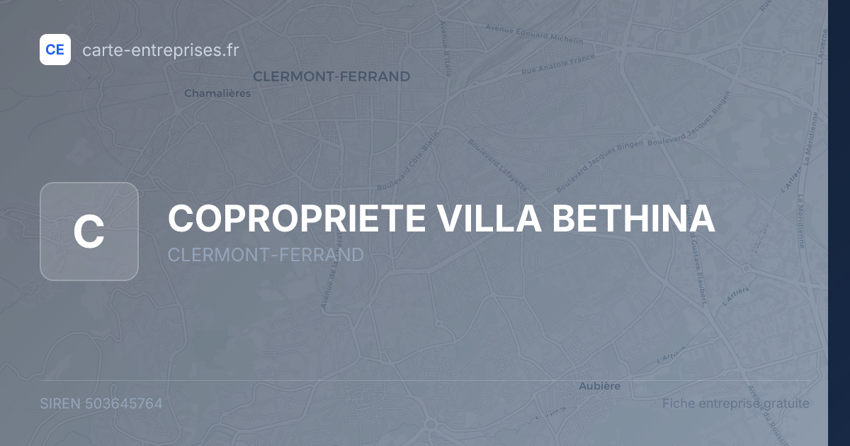 COPROPRIETE VILLA BETHINA — 503645764 — fiche entreprise