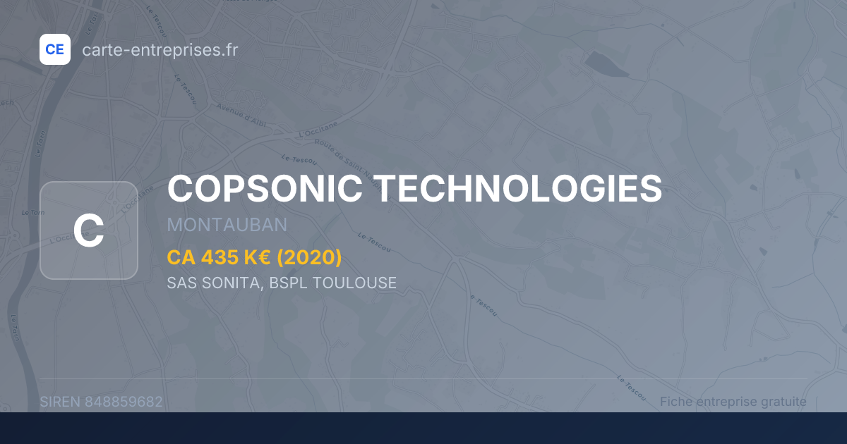 COPSONIC TECHNOLOGIES — 848859682 — fiche entreprise