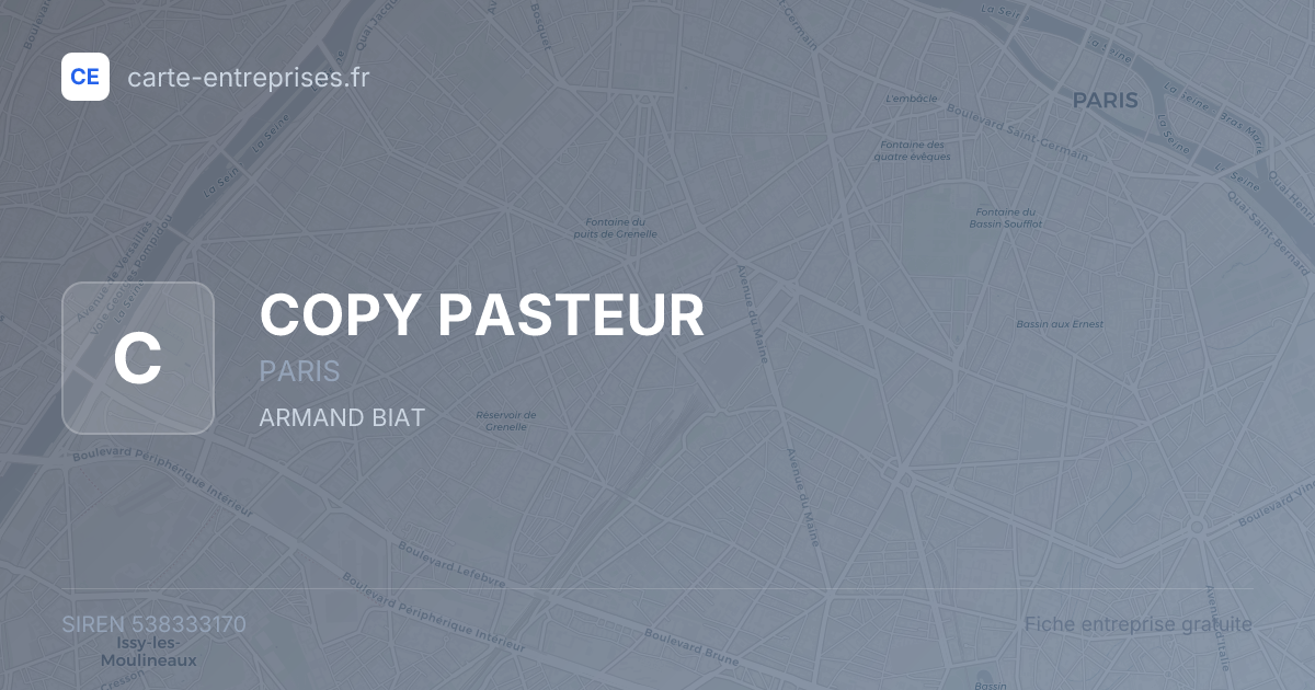 COPY PASTEUR — 538333170 — fiche entreprise
