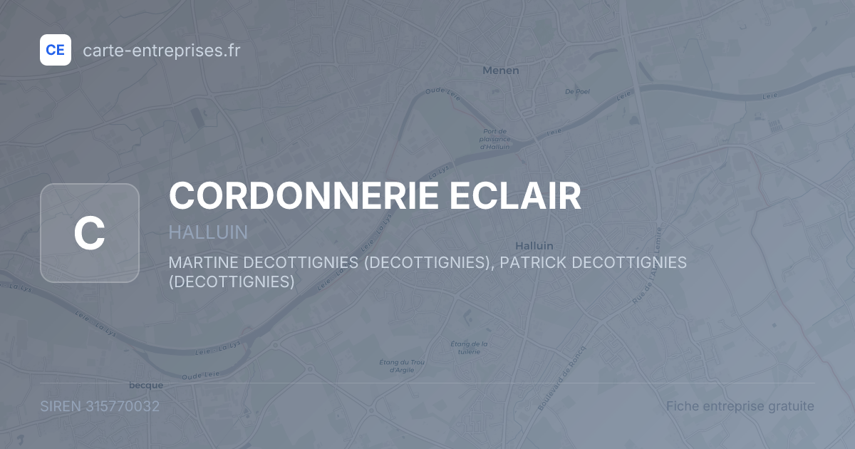 CORDONNERIE ECLAIR — 315770032 — fiche entreprise