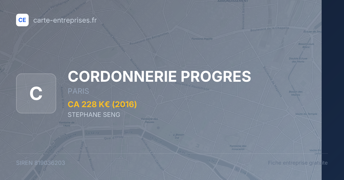 CORDONNERIE PROGRES — 819036203 — fiche entreprise