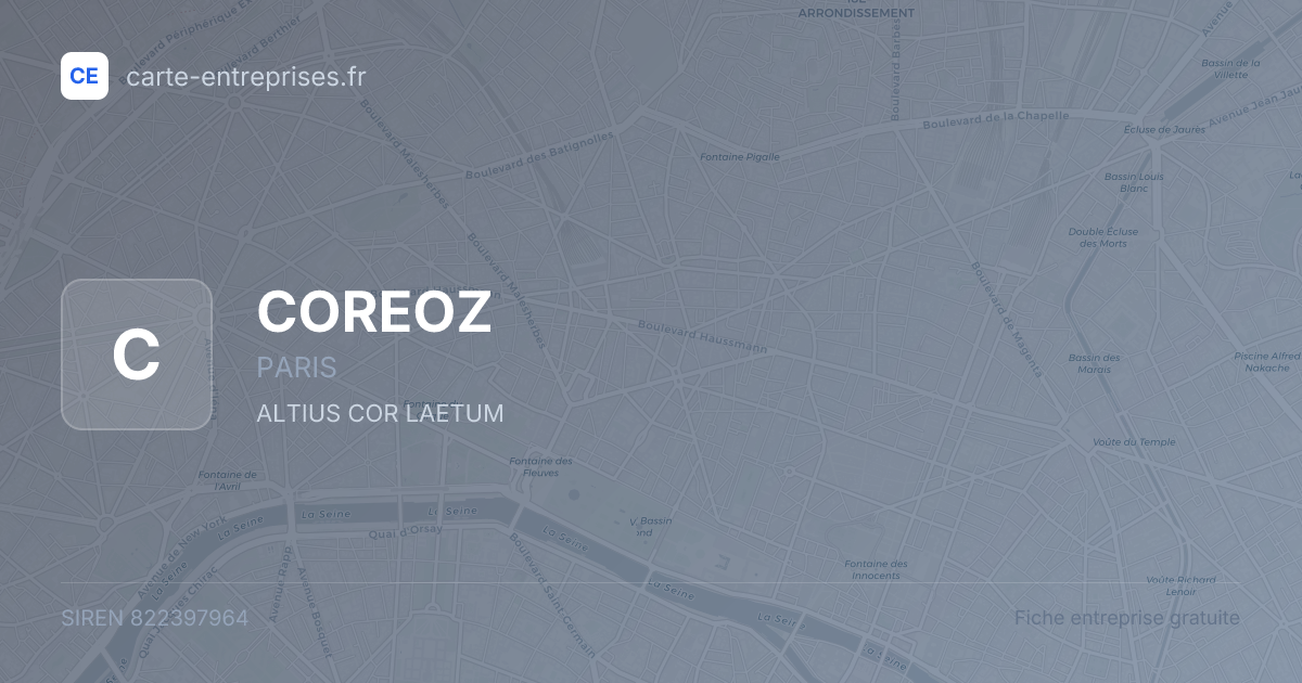 COREOZ — 822397964 — fiche entreprise