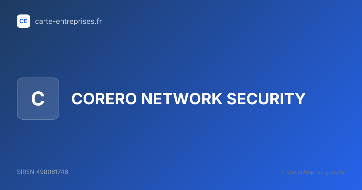 CORERO NETWORK SECURITY — 498061746 — fiche entreprise
