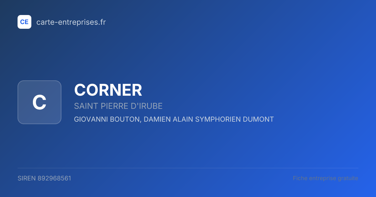 CORNER — 892968561 — fiche entreprise