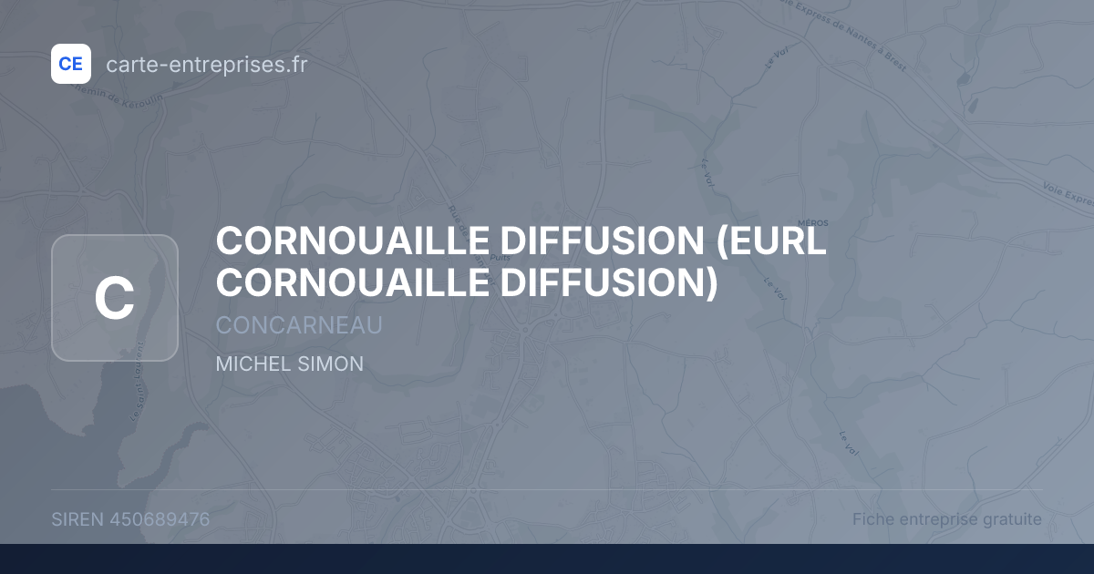CORNOUAILLE DIFFUSION (EURL CORNOUAILLE DIFFUSION) — 450689476 — fiche entreprise