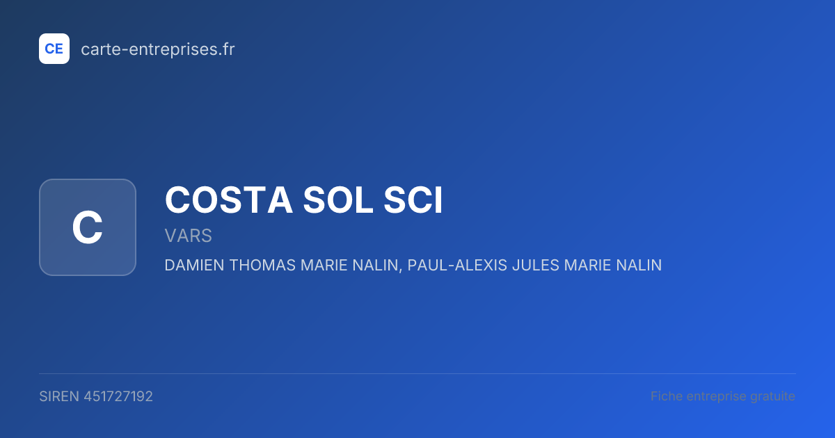 COSTA SOL SCI — 451727192 — fiche entreprise