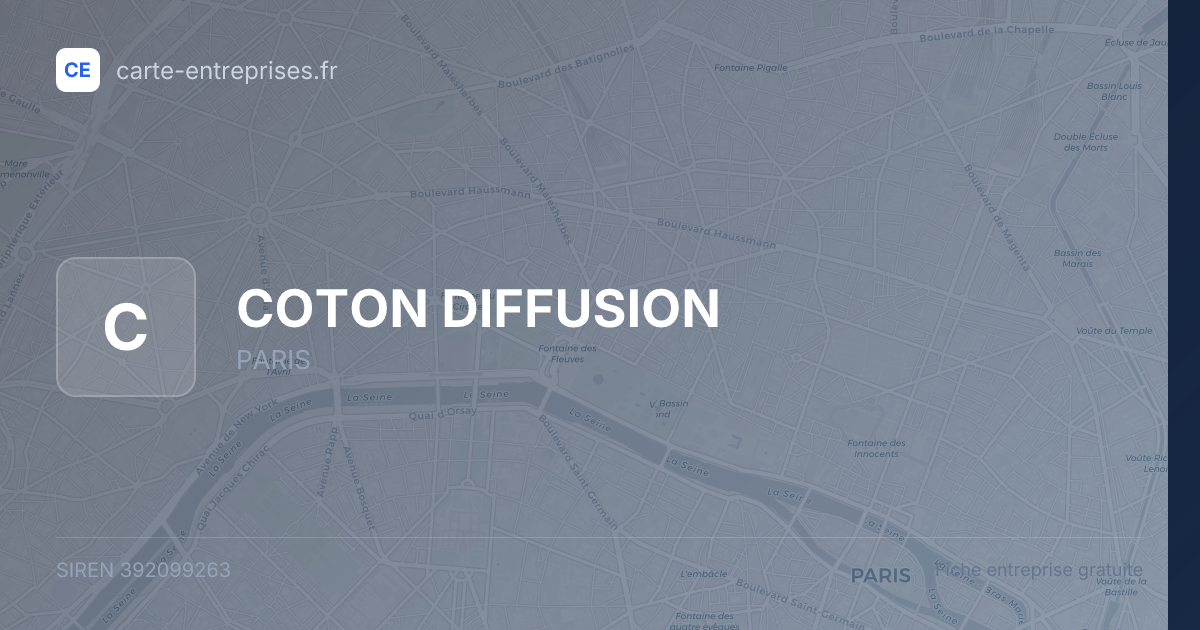 COTON DIFFUSION — 392099263 — fiche entreprise