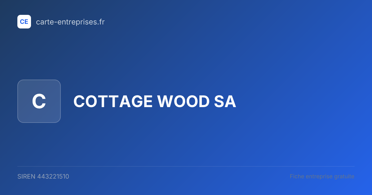 COTTAGE WOOD SA — 443221510 — fiche entreprise
