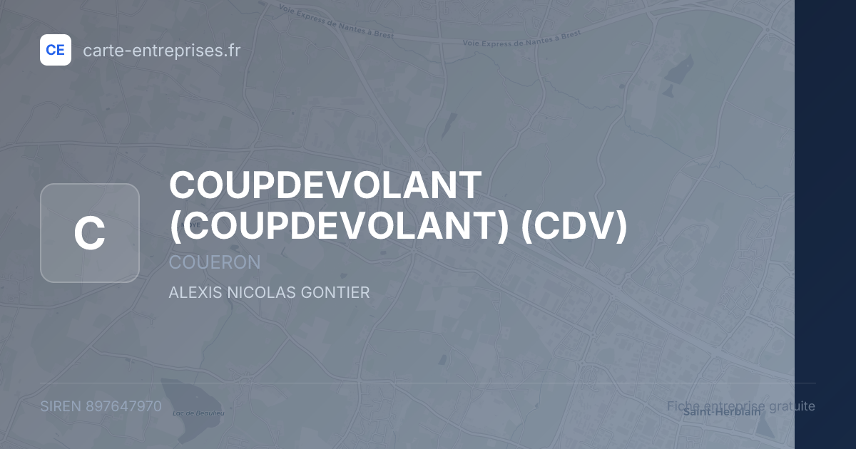 COUPDEVOLANT (COUPDEVOLANT) (CDV) — 897647970 — fiche entreprise
